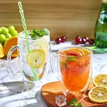 Bivvclaz Double Wall Glass Coffee Mugs Set of 2 for Elegant Sipping