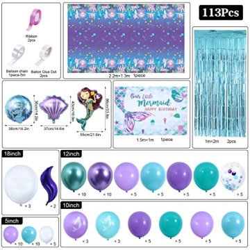 Winrayk Mermaid Birthday Party Decorations for Girls