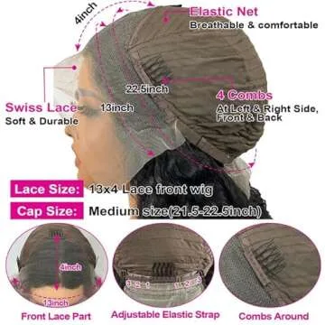 RLTEO Deep Wave Lace Front Wigs Human Hair HD 13x4 Transparent Glueless Deep Curly Lace Frontal Wigs for Women Human Hair Pre Plucked with Baby Hair 180% Density Natural Color 20 Inch