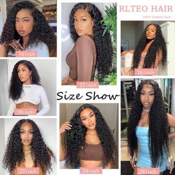 RLTEO Deep Wave Lace Front Wigs Human Hair HD 13x4 Transparent Glueless Deep Curly Lace Frontal Wigs for Women Human Hair Pre Plucked with Baby Hair 180% Density Natural Color 20 Inch