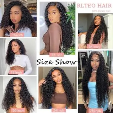 RLTEO Deep Wave Lace Front Wigs Human Hair HD 13x4 Transparent Glueless Deep Curly Lace Frontal Wigs for Women Human Hair Pre Plucked with Baby Hair 180% Density Natural Color 20 Inch