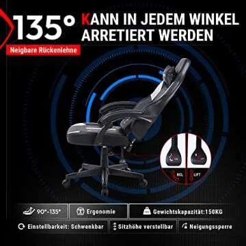 Dowinx Gaming Chair with Pocket Spring Cushion, Ergonomic Computer Chair High Back, Reclining Game Chair Pu Leather 350LBS, White