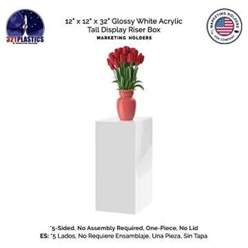 White Platform Display Box 12" x 12" x 32" No Lid Art Sculpture Pedestal Collectible Cube Cover Trophy Expo Event Wedding Reception 5 Sided by Marketing Holders