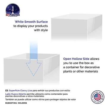 White Platform Display Box 12" x 12" x 32" No Lid Art Sculpture Pedestal Collectible Cube Cover Trophy Expo Event Wedding Reception 5 Sided by Marketing Holders
