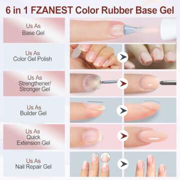 FZANEST Rubber Base Builder Gel Nail, 15ml Jelly Natrual Nude Pink Color Gel Nail Polish,Builder Gel...