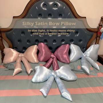 GYLCAMYCK Bow Pillow, Big Bow Satin Throw Pillow, Big Bow Throw Pillow Satin Material, Satin Pillow, Bow Shaped Throw Pillow, Bow Room Decor (Ballet Pink)