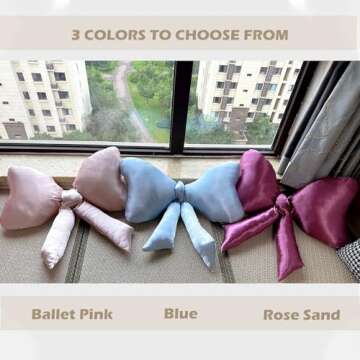 GYLCAMYCK Bow Pillow, Big Bow Satin Throw Pillow, Big Bow Throw Pillow Satin Material, Satin Pillow, Bow Shaped Throw Pillow, Bow Room Decor (Ballet Pink)