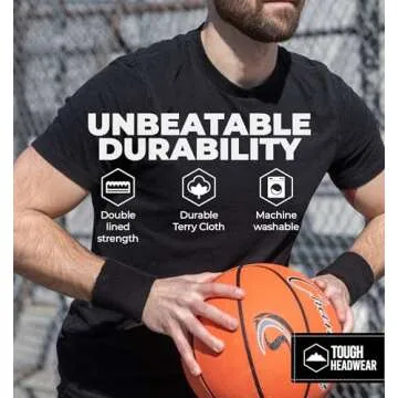 Tough Headwear Sports Wristbands - Arm Bands, Wrist Sweat Bands - One Size - Black - Cotton Blend - Unisex - For Athletes