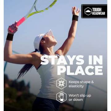 Tough Headwear Sports Wristbands - Arm Bands, Wrist Sweat Bands - One Size - Black - Cotton Blend - Unisex - For Athletes