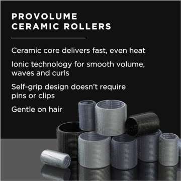 Fromm ProVolume 2.5" Self-Grip Ceramic Ionic Thermal Hair Rollers, 2 Count Large Salon Quality Hair ...