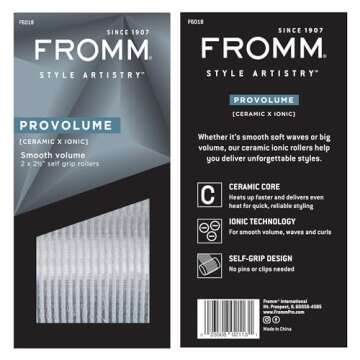 Fromm ProVolume 2.5" Self-Grip Ceramic Ionic Thermal Hair Rollers, 2 Count Large Salon Quality Hair Curlers for Medium and Long Hair, Blowouts, Curtain Bangs