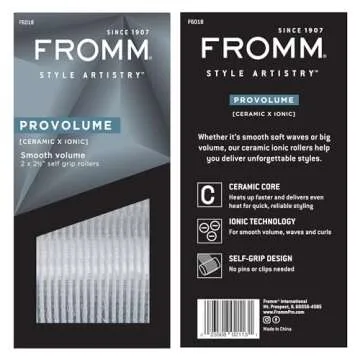 Fromm ProVolume 2.5" Self-Grip Ceramic Ionic Thermal Hair Rollers, 2 Count Large Salon Quality Hair Curlers for Medium and Long Hair, Blowouts, Curtain Bangs