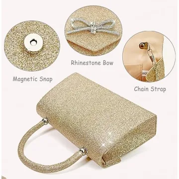 Elegant Sparkly Bow Clutch Purse for Glamorous Nights