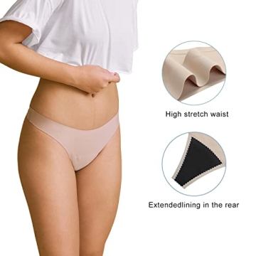 SHARICCA Women Postpartum Period Thongs 4 Layers Leakproof Underwear Panties for teen ladies 3 Pack (Beige 3pack, S)