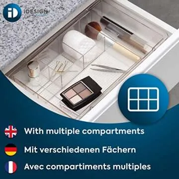 iDesign Expandable Vanity Drawer Organizer, The Clarity Collection – 11.25” to 18.5”, Clear