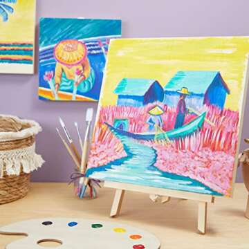 Bright Creations 6 Pack Unfinished Square Wood Panels, 12x12 Wood Canvas Boards for Painting, Cradled Panels for Crafts - Wooden Canvas