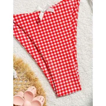 Buy BEAUDRM Women's Y2K Gingham Bow Bikini Set