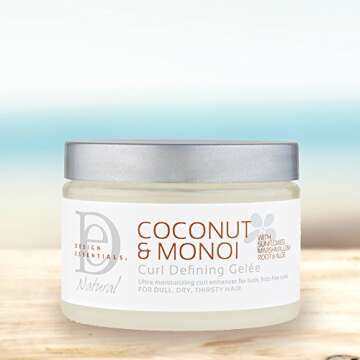 Design Essentials Natural Coconut & Monoi Curl Defining Gelee, with Sunflower, Marshmallow Root & Aloe, 12 Ounce