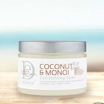 Design Essentials Natural Coconut & Monoi Curl Defining Gelee, with Sunflower, Marshmallow Root & Aloe, 12 Ounce