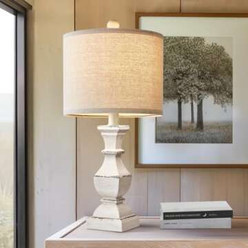 PoKat 20.5" Vintage Farmhouse Table Lamp for Small Spaces