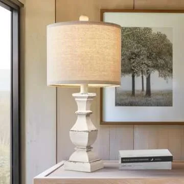 PoKat 20.5" Vintage Farmhouse Table Lamp for Small Spaces