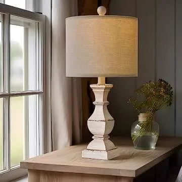 PoKat 20.5" Vintage Farmhouse Table Lamp for Small Spaces