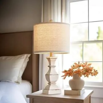PoKat 20.5" Vintage Farmhouse Table Lamp for Small Spaces