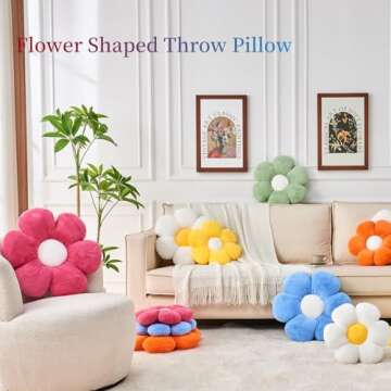 Vdoioe Green Flower Pillow，19.6In Floor Pillow Cushion Flower Shaped Throw Pillow Cute Flower Seating Cushion Home Decorative Pillows for Sofa Couch Bed