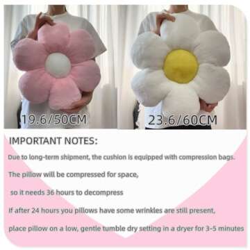 Vdoioe Green Flower Pillow，19.6In Floor Pillow Cushion Flower Shaped Throw Pillow Cute Flower Seating Cushion Home Decorative Pillows for Sofa Couch Bed