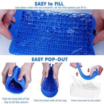 WIBIMEN Silicone Mini Ice Cube Tray for Freezer, 4 Packs Small Crushed BPA Free Ice Tray Mold , Square Tiny Ice Maker for Chilling Cocktails Whiskey (4 Little Blue Ice Trays & Ice Box & Ice Scoop)