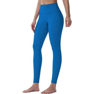 Sunzel Workout Leggings for Women, Squat Proof High Waisted Yoga Pants 4 Way Stretch, Buttery Soft 28" Inseam French Blue Small