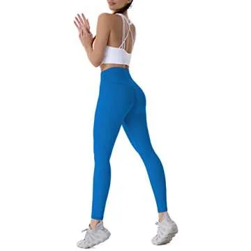 Sunzel Workout Leggings for Women, Squat Proof High Waisted Yoga Pants 4 Way Stretch, Buttery Soft 28" Inseam French Blue Small