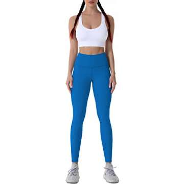 Sunzel Workout Leggings for Women, Squat Proof High Waisted Yoga Pants 4 Way Stretch, Buttery Soft 28" Inseam French Blue Small