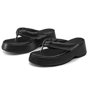 Lvemas Womens Platform Sandals Wedges SIides Open Toe Thong Flip-Flops Wedge Sandal