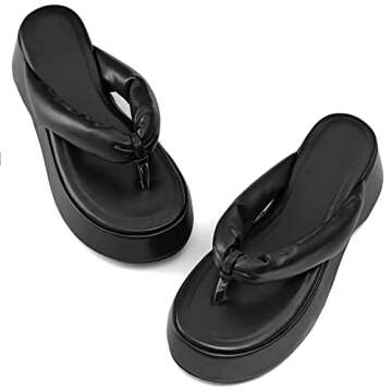 Lvemas Womens Platform Sandals Wedges SIides Open Toe Thong Flip-Flops Wedge Sandal