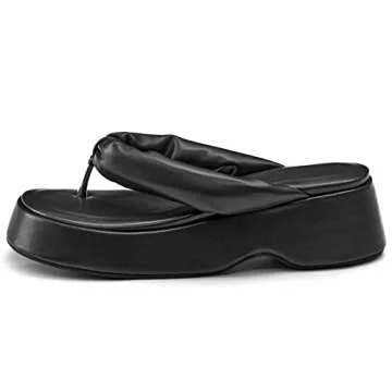 Lvemas Womens Platform Sandals Wedges SIides Open Toe Thong Flip-Flops Wedge Sandal