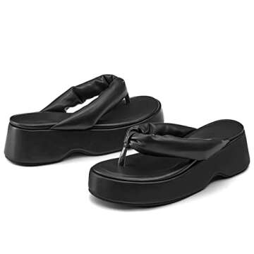 Lvemas Womens Platform Sandals Wedges SIides Open Toe Thong Flip-Flops Wedge Sandal