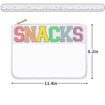 YogoRun Clear Snack Pouches with Glitter Chenille Design