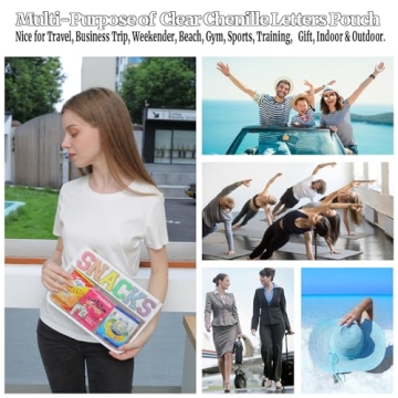 YogoRun Clear Snack Pouches with Glitter Chenille Design