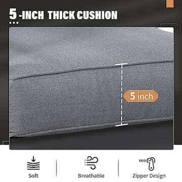 Solaste Outdoor Couch Aluminum Patio Furniture Sofa, 3-Seat All-Weather Metal Outdoor Patio Furniture with Cushions,Dark Grey