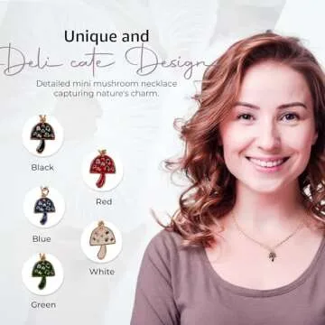 House of fung Yellow Gold Plated Steel Necklace with Cubic Zirconia, Fashionable Cable Chain, Mushroom Design - A Necklace for Women, Trendy Womens Necklaces, Preppy Necklace