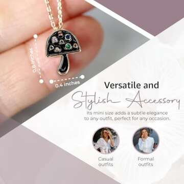 House of fung Yellow Gold Plated Steel Necklace with Cubic Zirconia, Fashionable Cable Chain, Mushroom Design - A Necklace for Women, Trendy Womens Necklaces, Preppy Necklace