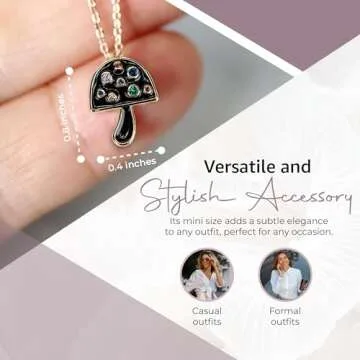 House of fung Yellow Gold Plated Steel Necklace with Cubic Zirconia, Fashionable Cable Chain, Mushroom Design - A Necklace for Women, Trendy Womens Necklaces, Preppy Necklace