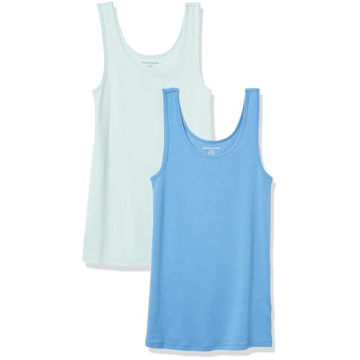 Affordable Amazon Essentials Women's Slim-Fit Tank Top 2-Pack in Aqua & French Blue