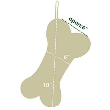 LUBOT 1 Ps Beige 18" Dog Christmas Stockings Bone Pet Plaid/Rustic/Farmhouse/Country Canvas Fireplace Hanging Handmade Xmas Stocking Decorations for Family Holiday Season Decor 4#