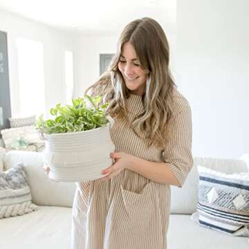 NaturalCozy 3-Piece Decorative Storage Basket Set – Cotton Rope Woven Baskets for Organizing! Small Basket for Nursery Baby Stuff, Gift Basket, Montessori, Cat/Dog Toy Bin, Bathroom Shelves