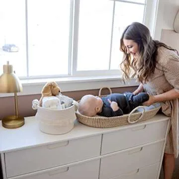 NaturalCozy 3-Piece Decorative Storage Basket Set – Cotton Rope Woven Baskets for Organizing! Small Basket for Nursery Baby Stuff, Gift Basket, Montessori, Cat/Dog Toy Bin, Bathroom Shelves