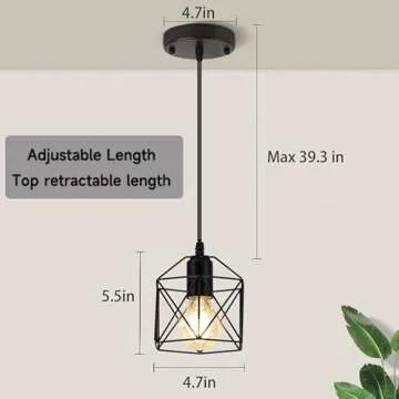 Capaaobc Adjustable Black Pendant Lights for Modern Homes