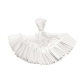 200 White Price Display Tags with String for Jewelry, Clothing - 1.38 x 0.87 Inches