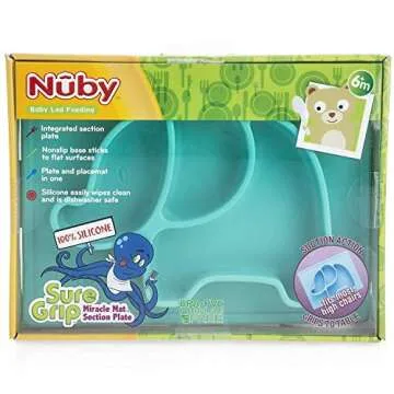 Nuby Sure Grip Elephant Silicone Placemat, Aqua